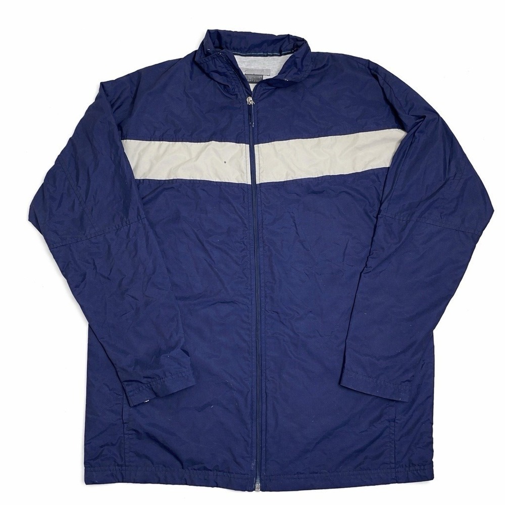 VTG Nike Track Jacket Men's Large Navy White Windbreaker Gray Tag Full Zip Y2K‎